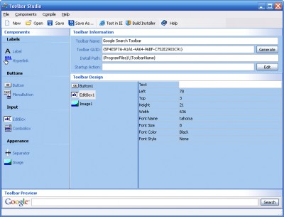Toolbar Studio 1.0 screenshot Toolbar Studio 1.0 screenshot