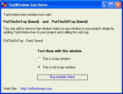 TopWindow.bas 1.00.01 screenshot TopWindow.bas 1.00.01 screenshot