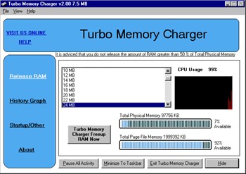 Turbo Memory Charger 2.12 screenshot Turbo Memory Charger 2.12 screenshot