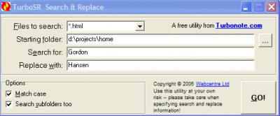 TurboSR Search and Replace 1.0 screenshot
