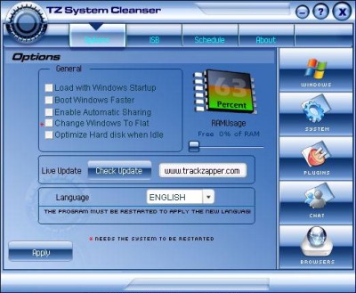 TZ System Cleanser for Windows 5.0.0.2 screenshot TZ System Cleanser for Windows 5.0.0.2 screenshot