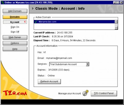 TZO Dynamic DNS with PhotoSharing 3.2.1 screenshot