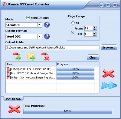 Ulti PDF2Word (PDF to Word) Converter 2.4 screenshot