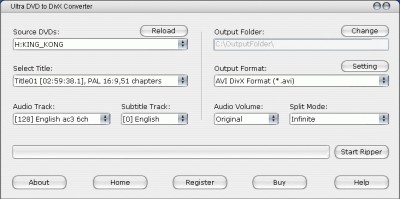 Ultra DVD to DivX Converter 2.0.0804 screenshot