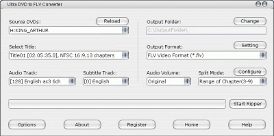 Ultra DVD to FLV Converter 2.0.0908 screenshot Ultra DVD to FLV Converter 2.0.0908 screenshot