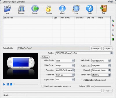 Ultra PSP Movie Converter 3.8.0924 screenshot Ultra PSP Movie Converter 3.8.0924 screenshot