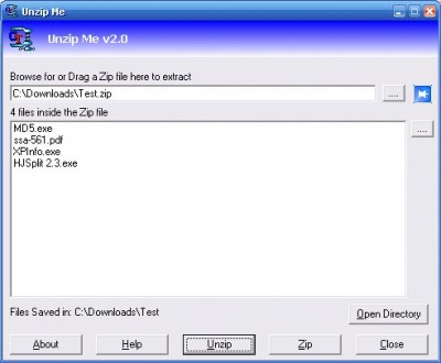 UnZip Me 1.0 screenshot UnZip Me 1.0 screenshot