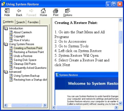 Using System Restore 1.0 screenshot Using System Restore 1.0 screenshot