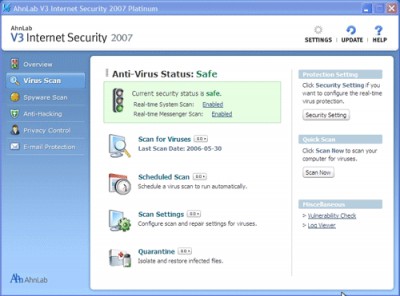 V3 Internet Security 2007 Platinum 7.0.10.1 screenshot