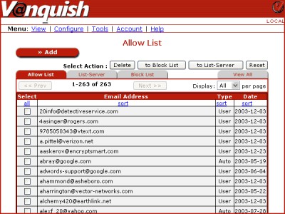 Vanquish Personal Anti Spam (vqME.com) 4.5 screenshot