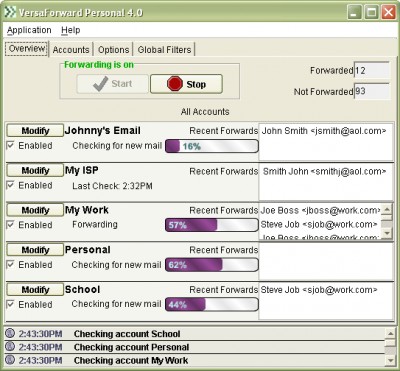 VersaForward Personal 4.0 screenshot VersaForward Personal 4.0 screenshot