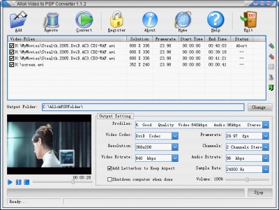 VIDE0 to PSP Converter 20.2 screenshot