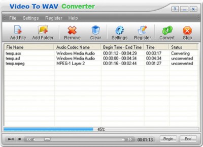 Video To WAV Converter 1.00 screenshot Video To WAV Converter 1.00 screenshot