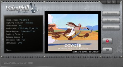 VideoPhill Video Capture 1.0 screenshot VideoPhill Video Capture 1.0 screenshot
