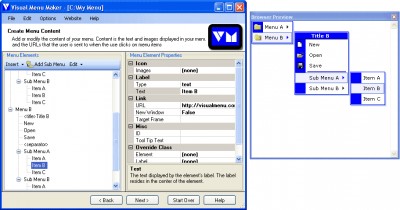 Visual Menu Maker 3.11 screenshot Visual Menu Maker 3.11 screenshot