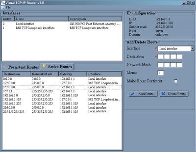 Visual TCPIP Router 1.00 screenshot Visual TCPIP Router 1.00 screenshot