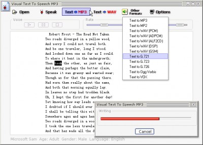 Visual Text To Speech MP3 1.1 screenshot Visual Text To Speech MP3 1.1 screenshot
