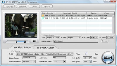 ViVi DVD to iPod Converter 3.1.5 screenshot ViVi DVD to iPod Converter 3.1.5 screenshot