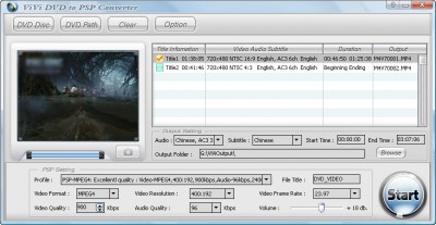 ViVi DVD to PSP Converter 3.1.5 screenshot
