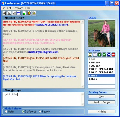 VSL LanToucher Network Messenger 1.15 screenshot VSL LanToucher Network Messenger 1.15 screenshot