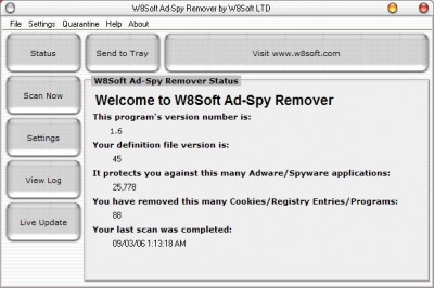 W8Soft Ad-Spy Remover 1.6 screenshot W8Soft Ad-Spy Remover 1.6 screenshot