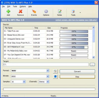 WAV To MP3 Plus 1.0 screenshot WAV To MP3 Plus 1.0 screenshot
