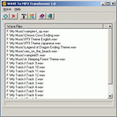 WAVE To MP3 Transformer 1.0 screenshot WAVE To MP3 Transformer 1.0 screenshot