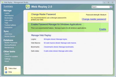 Web Replay Password Manager 2.0 screenshot