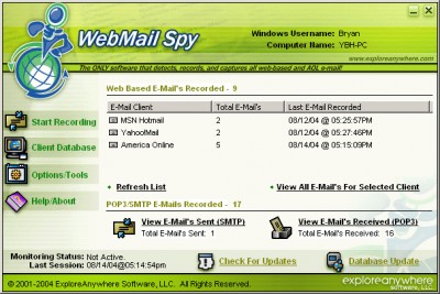 WebMail Spy 3.3 screenshot WebMail Spy 3.3 screenshot