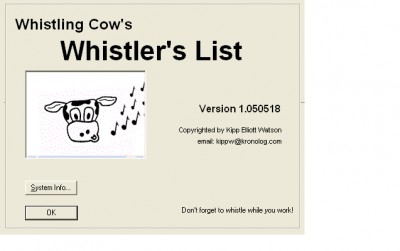 Whistler's List 1.050526 screenshot Whistler's List 1.050526 screenshot