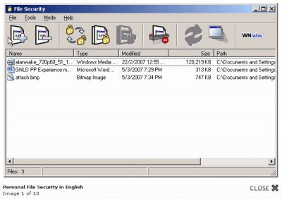 Whitenoise Computer File Security 3.0 screenshot