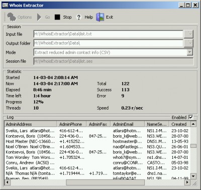 Whois Extractor 1.2 screenshot Whois Extractor 1.2 screenshot