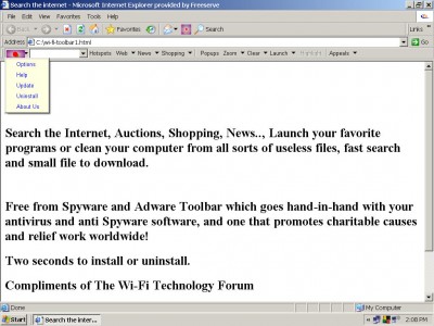 Wi-Fi Desktop Search Toolbar 1.0 screenshot Wi-Fi Desktop Search Toolbar 1.0 screenshot