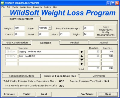 Wildsoft Weightloss Program 1.0 screenshot