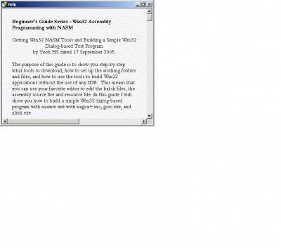 Win32 NASM Guide #1 1.0 screenshot Win32 NASM Guide #1 1.0 screenshot