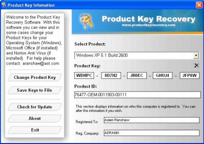 Windows and Office Product Key Viewer 2 screenshot