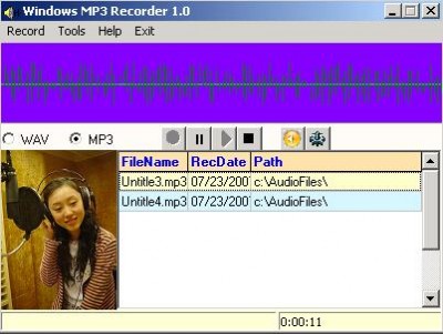 Windows MP3 Recorder 1.1 screenshot Windows MP3 Recorder 1.1 screenshot