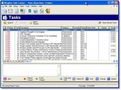 Wingnut Task Tracker 3.00 screenshot