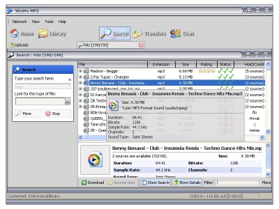 WinMX MP3 4.4.8 screenshot WinMX MP3 4.4.8 screenshot