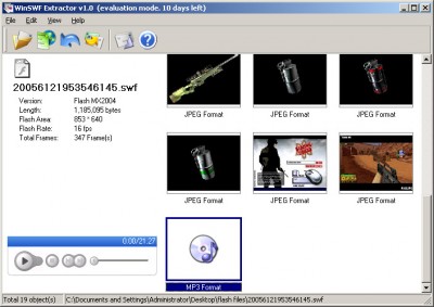 WinSWF Extractor 1.0 screenshot