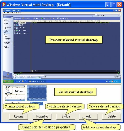 WinVMD - Windows Virtual Multi Desktop 1.5 screenshot WinVMD - Windows Virtual Multi Desktop 1.5 screenshot
