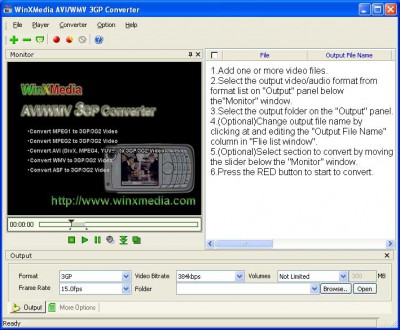 WinX AVI/WMV 3GP Converter 2.2m screenshot WinX AVI/WMV 3GP Converter 2.2m screenshot