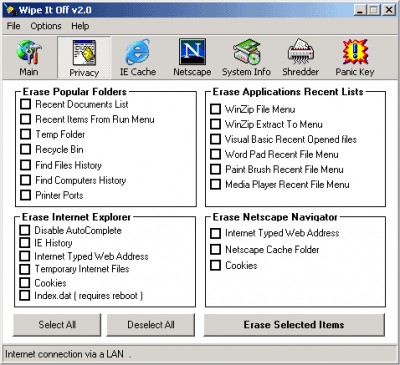 Wipe It Off- Internet History Eraser 2.0 screenshot Wipe It Off- Internet History Eraser 2.0 screenshot