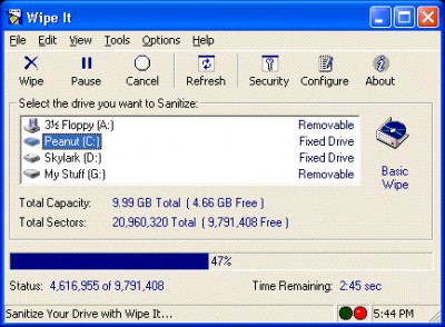 Wipe It 3.01 screenshot Wipe It 3.01 screenshot