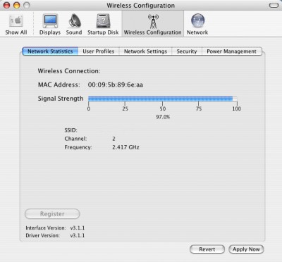 Wireless Driver for Mac 3.1 screenshot Wireless Driver for Mac 3.1 screenshot