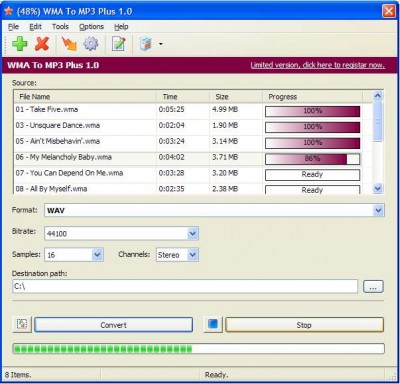 WMA To MP3 Plus 1.0 screenshot WMA To MP3 Plus 1.0 screenshot