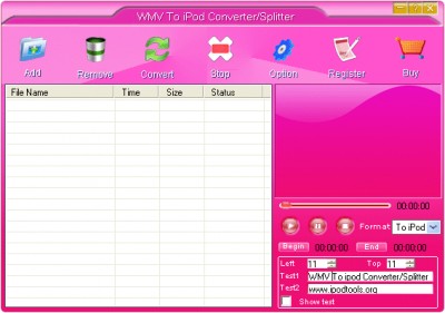 WMV To iPod Converter Splitter 1.00 screenshot WMV To iPod Converter Splitter 1.00 screenshot