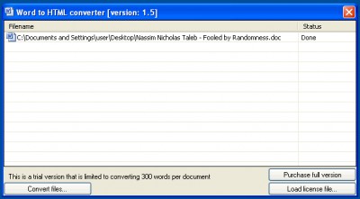 Word to HTML converter 1.5.2 screenshot