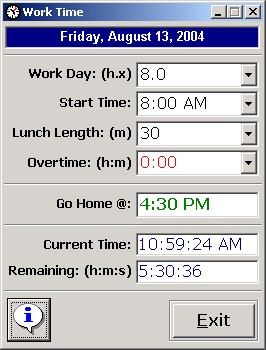 Work Time Calculator 1.0 screenshot