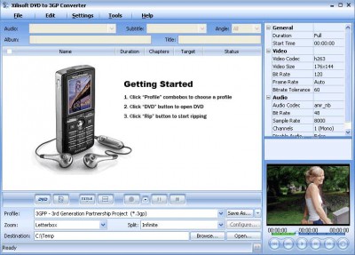 XI Soft DVD to 3GP Converter 5.6.74.057 screenshot XI Soft DVD to 3GP Converter 5.6.74.057 screenshot